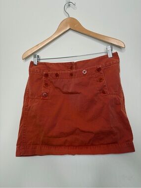 Vintage Y2K Rust Red orange Button-Accent Mini Skirt boho summer beach